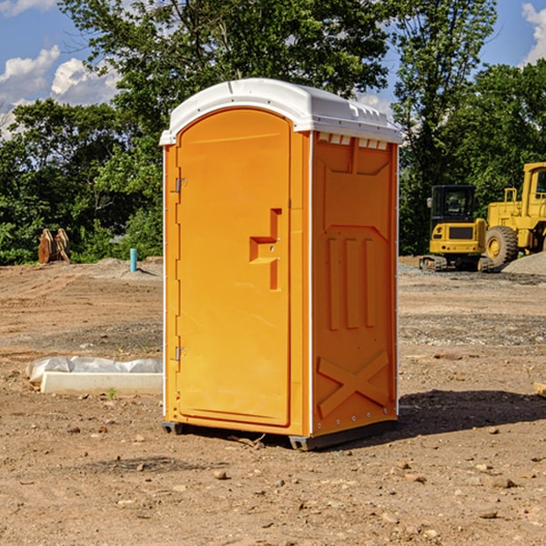 how often are the portable restrooms cleaned and serviced during a rental period in Young Place